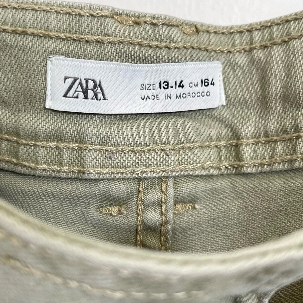 Zara Kids Size 13-14y Girl's‎ Light Khaki Denim Wide Leg Stretch Jeans